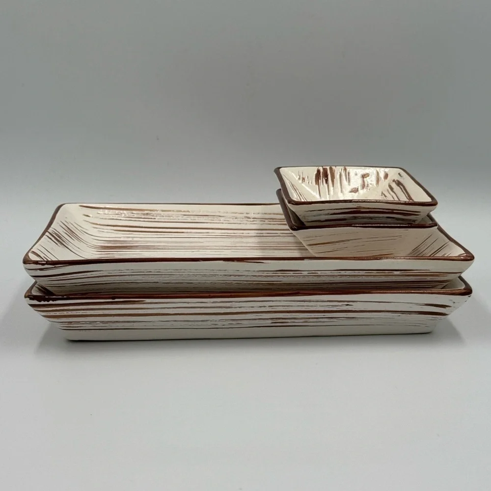 Vintage Pier 1 Ceramic “Suki” Sushi Serving Set for 2